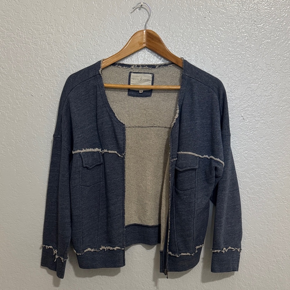 Grey State Blue Frayed Edge Jacket